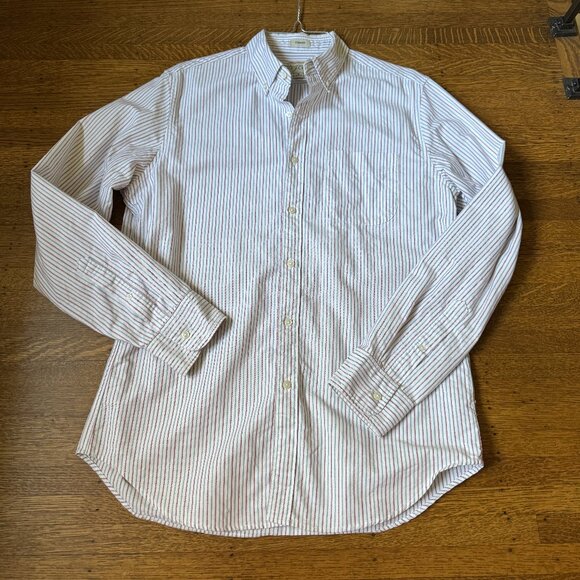 Men's J. Crew Classic Cotton Red and Blue Striped Button Down - Size MED - Picture 1 of 4